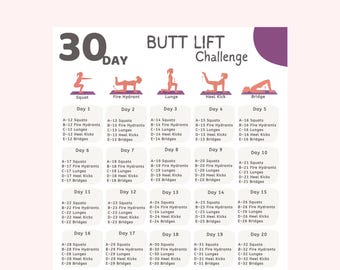 30 Day Butt Lift Challenge | Glute Workout Plan (Printable PDF)