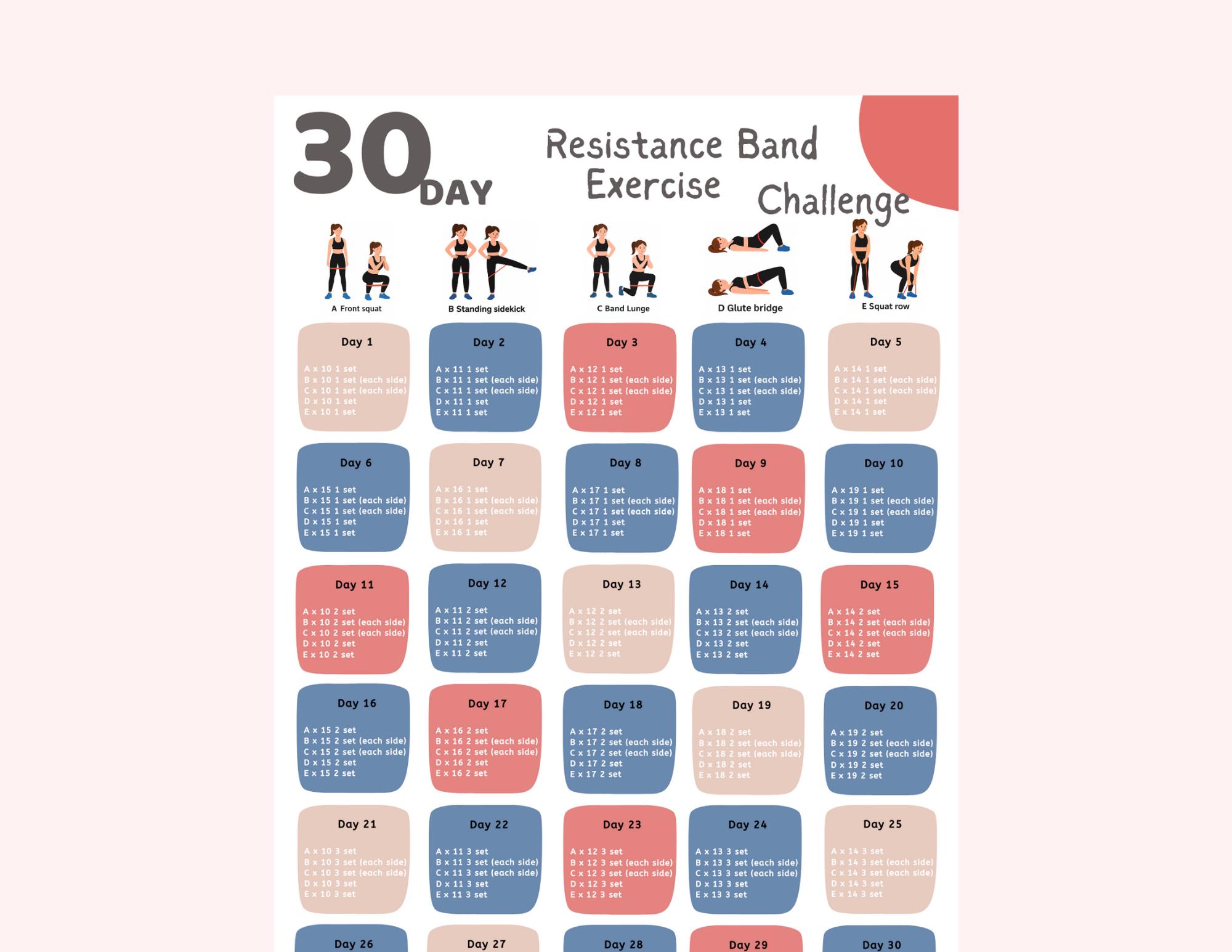 Exercise Challenge Day Resistance Band Workout 30 Day Resistance