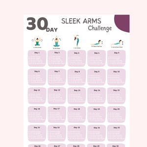 30 Day Sleek Arm Challenge | Body Building Tracker | How to get Sleek Arms Guide | Self Challenge Guide | Printable
