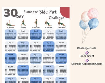 30 Day Side Fat Challenge | Waist Workout Planner (Digital Download)