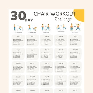30-Tage Stuhl Workout Challenge | Druckbare PDF-Anleitung
