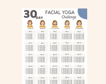 30 Day Facial Yoga Challenge: Anti-Aging Exercises (PDF Downloadable Guide)
