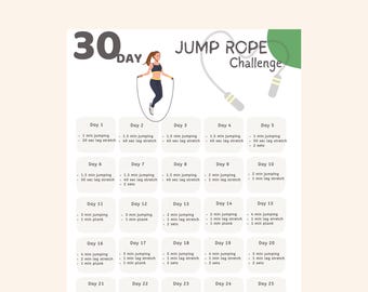 30 Day Jump Rope Challenge | Printable Fitness Planner (PDF)