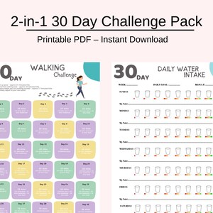30-dagars promenad- och vätskeutmaningsspårare: Fitness och välbefinnande PDF (digital nedladdning)