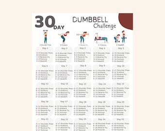 30-Day Dumbbell Challenge: Printable Fitness Planner (PDF Download)