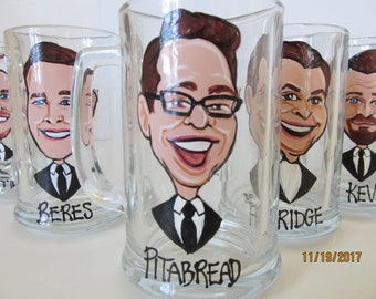 Painted Glasses Caricature Portrait Hand Painted Beer Mugs Groomsman Wedding  Bridesmaid  Personalized Toasting GlassGirls Weekend