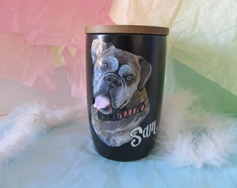 Hand Painted Portrait Large Pet Urn Ashes Up To 110 Lbs.  Funeral Pet Memorial Dog Cat Bird Urn  Personalized Custom Urn  Pet Funeral