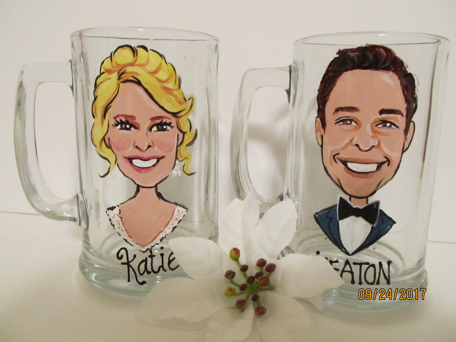 SEVEN Groomsmen Painted Beer Mugs Caricature Portrait Beer | Etsy