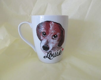 Painted Pet Portrait  Dog Cat Bird Coffee Cup Cute Gift Caricature Custom Cartoon Pet Wine Beer Mug  Personalized  BirthdayGirls Weekend