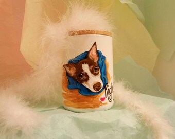 Portrait Urn Pet Urn Hand Painted  For Ashes Pet Memorial Dog Cat Bird Urn  Personalized Custom Urn  Pet Funeral