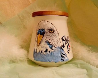 Pet Loss Bird Urn Hand Painted Custom Memorial Portrait Urn For Ashes Pet Memorial Dog Cat Bird Urn  Personalized Custom Urn  Pet Funeral