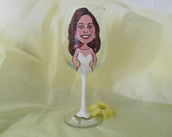 Painted Portrait Bride Bridesmaid Wedding Mementos Caricature Personalized Hand Painted Wine Glass   BirthdayGirls WeekendGirls Weekend