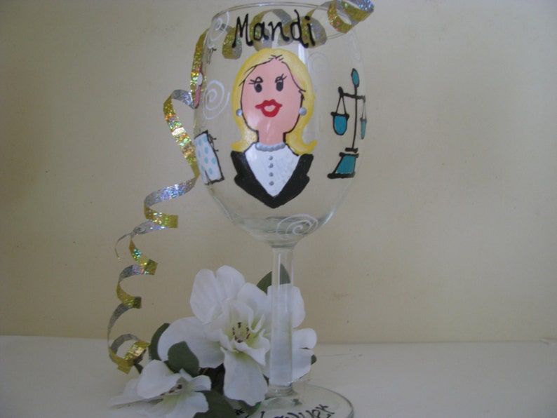 Lawyer Attorney Personalized Hand Painted Wine Glass Paralegal Etsy