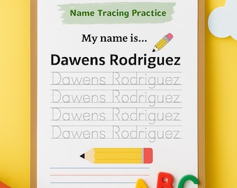 Pre-K Custom name Tracing Worksheet Name trace Printable Handwriting Practice Pages Personalized Name Tracing PDF Kids Name Writing