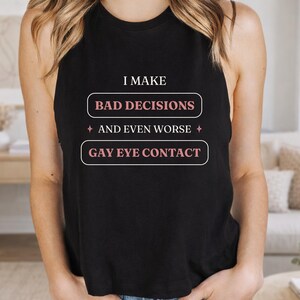 WLW Gay Panic Crop Tank | Bad Decisions Gay Eye Contact Sapphic Shirt