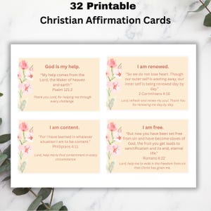 Printable Christian Affirmation Cards | 32 Scripture Cards | Bible Verse Deck | Faith-Based Encouragement