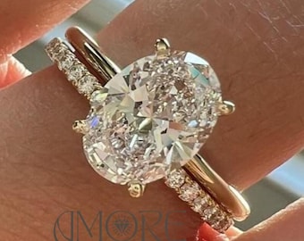 2.0 CT Oval Moissanite Engagement Ring Set vintage Unique Gold Bridal Set Art Deco Matching Bands Promise Ring Anniversary Ring For Women