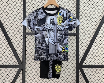 Brasilien X Jesus Edition Kinder-Fußballtrikot – Individuelle Brasilien-Sport-Kits für Kinder – Fußball-Set