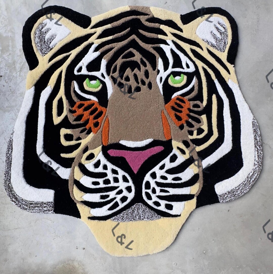 Tiger Face Rug Custom Cartoon Logo Rug Personalized Tufted Rug Handmade ...