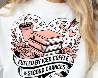 Book Tropes Iced Coffee Shirt Design PNG, Second Chance Book Lover Things, Bookish Romantasy