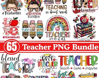 Teacher Sublimation PNG Bundle: Coquette, Retro, Boho Designs (Digital Download)