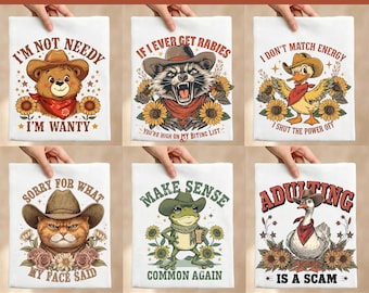 Snarky PNG Bundle Sassy Quotes Animal Attitude Sublimation Printable Digital Download Collection