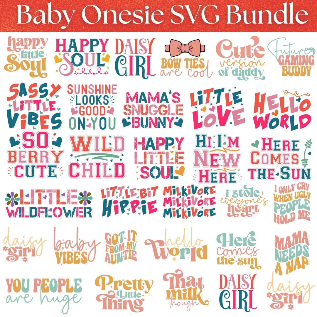 Baby Onesie SVG Bundle, Newborn Humor Png, Nursery Decor, Kids Quotes ...