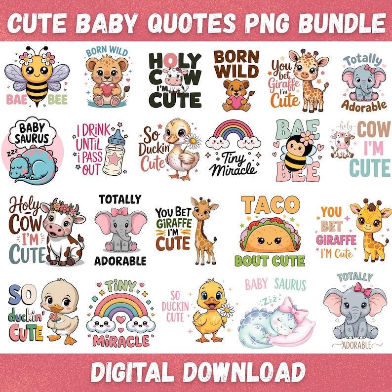 Baby Quote PNG Bundle, Onesie Newborn Sublimation Designs, Nursery ...