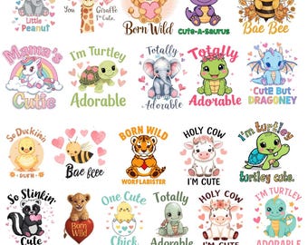Baby Animal Clipart PNG Bundle, Safari Woodland Graphics, Nursery animals Clipart, Sublimation digital Design