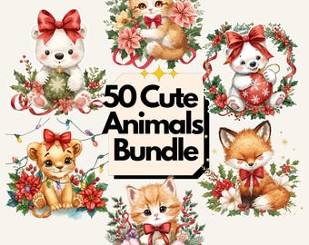 Paquete de imágenes PNG de animales bebés en acuarela, imágenes PNG de animales del bosque estilo boho, imprimibles para baby shower, imágenes prediseñadas para guardería con temática de bosque.