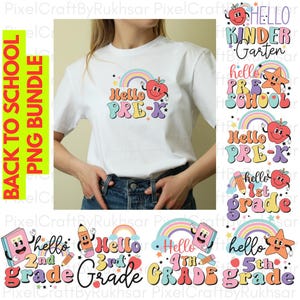 Back to School PNG Bundle, Hello Kindergarten Pre-K 1st 2d 3d 4th 5th Grades PNG, Coquette First day Hand Drawn Teacher Girl, Teacher PNG
