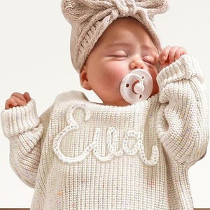 Personalized Baby Name Sweater, Embroidered Children Sweatshirt, Knit Sweater Toddler, Custom Baby Sweater with Name