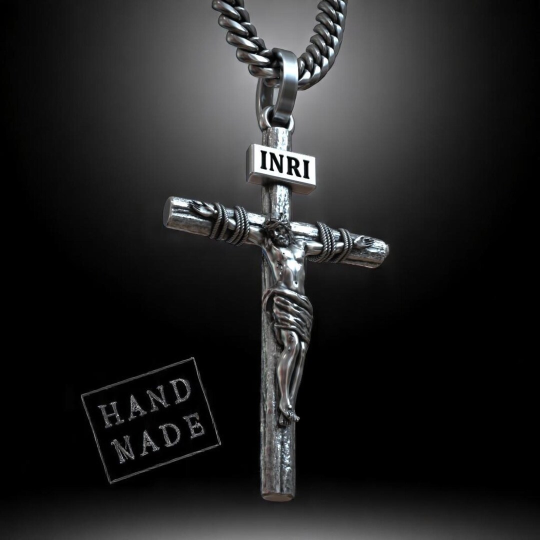 INRI Crucifix Pendant Jesus Cross Necklace Handmade Christian Catholic ...