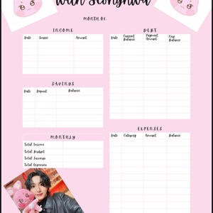 Seonghwa Monatliches Budget Blatt