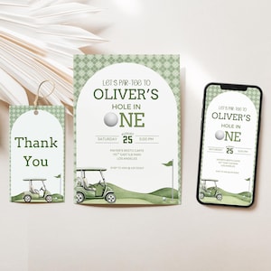 Golf Birthday Invitation: Hole-in-One Par-Tee (Digital Download, Editable Canva Template)