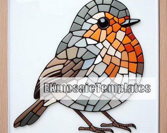 Robin Bird Mosaic Templates: 5 Printable Patterns (PDF Download)