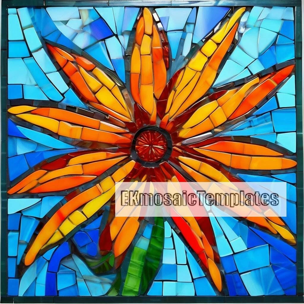 Flower Mosaic Templates: Printable Floral Patterns (PDF Download Set of ...