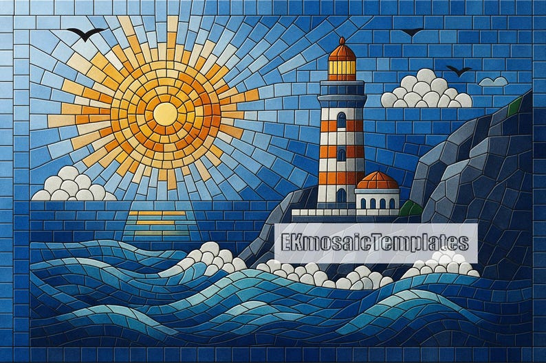 Lighthouse Template.pdf Lighthouse Mosaic Templates: Printable Patterns in 3 Shapes (PDF ...