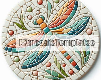 Dragonfly Mosaic Templates: 6 Printable Patterns (PDF Digital Download, 20-inch-wide Set)