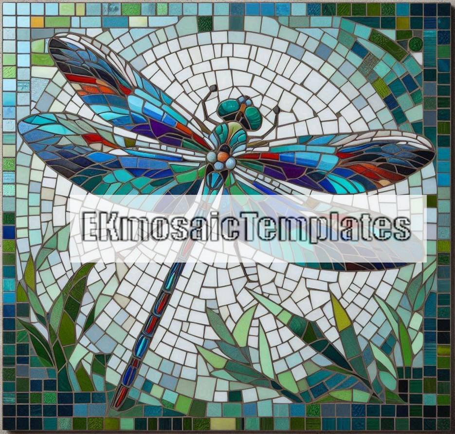 Dragonfly Mosaic Templates: 6 Printable Patterns (PDF Digital Download ...