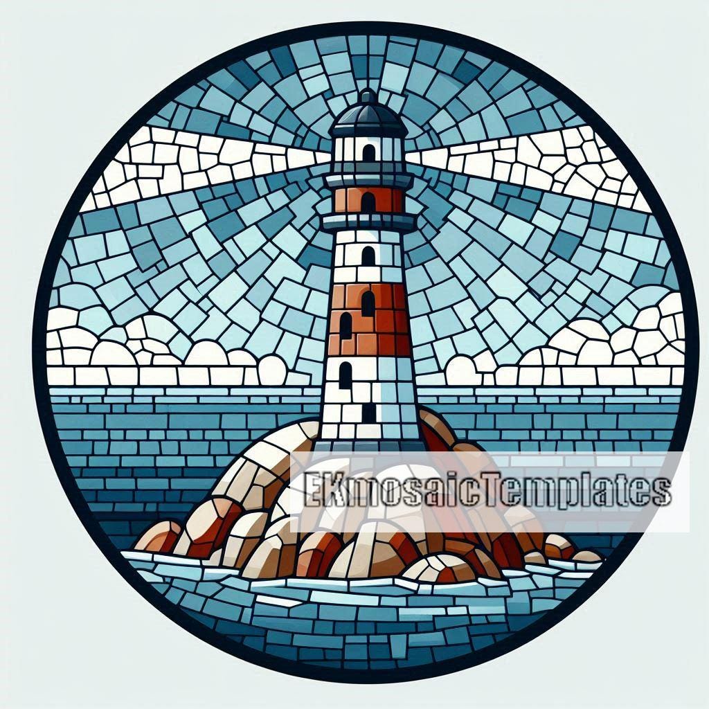 Lighthouse Template.pdf Lighthouse Mosaic Templates: Printable Patterns Pack (PDF Download A4 ...