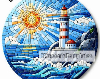 Modelli di mosaico del faro: modelli stampabili in 3 forme (download PDF, disegni larghi 25 pollici)