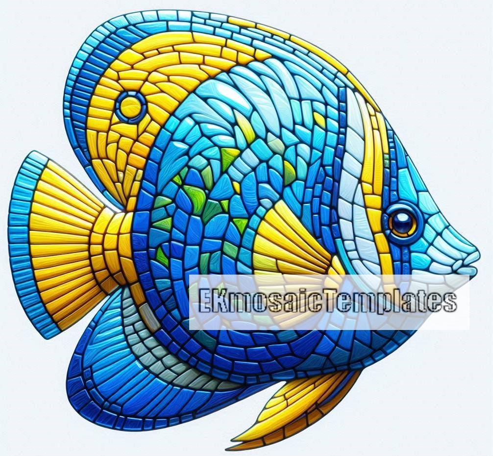 Tropical Fish Mosaic Templates: 5 Printable Patterns (PDF Download