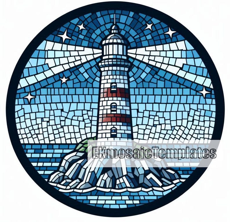 Lighthouse Template.pdf Lighthouse Mosaic Templates: Printable Patterns Pack (PDF Download A4 ...