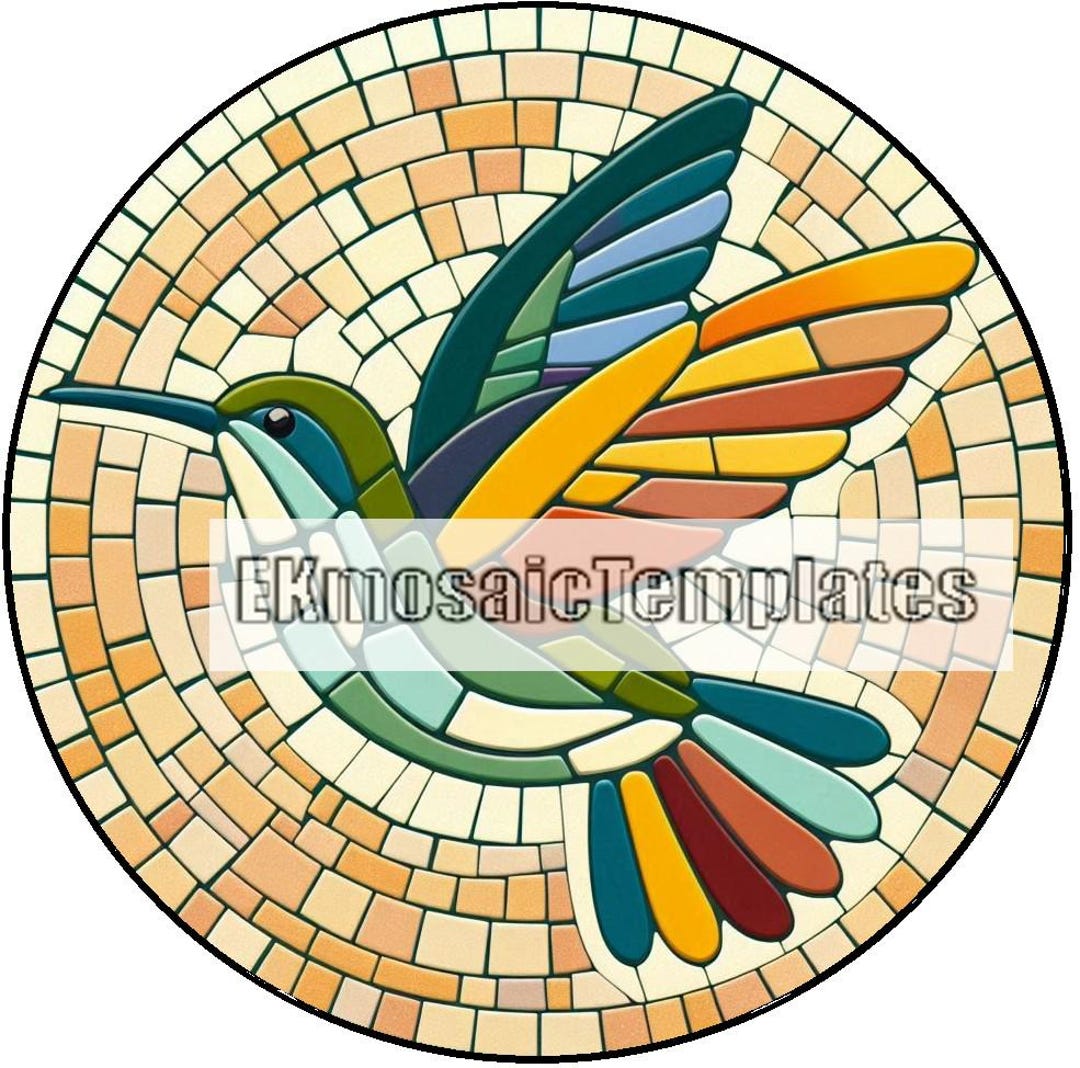 Hummingbird Inlay Templates Hummingbird Mosaic Templates: 9 Round Printable Patterns (PDF Digital ...