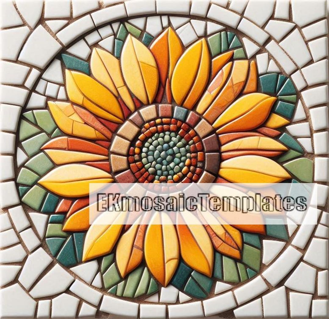 Sunflower Mosaic Template Set – 6 Printable Art Patterns (PDF Digital ...