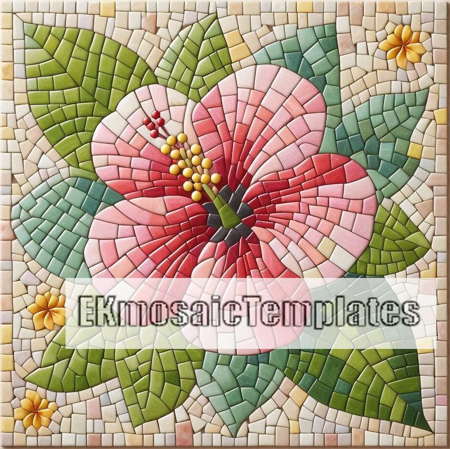 Hibiscus Mosaic Templates: 6 Printable Floral Patterns (PDF Digital ...