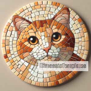 Ginger Cat Mosaic Templates: Printable Stencils for DIY Art (PDF Set, Digital Download)