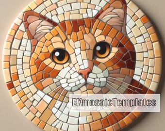 Molde de mosaico de gato ruivo individual: padrão imprimível de 76 cm para arte faça você mesmo (conjunto em PDF, download digital)