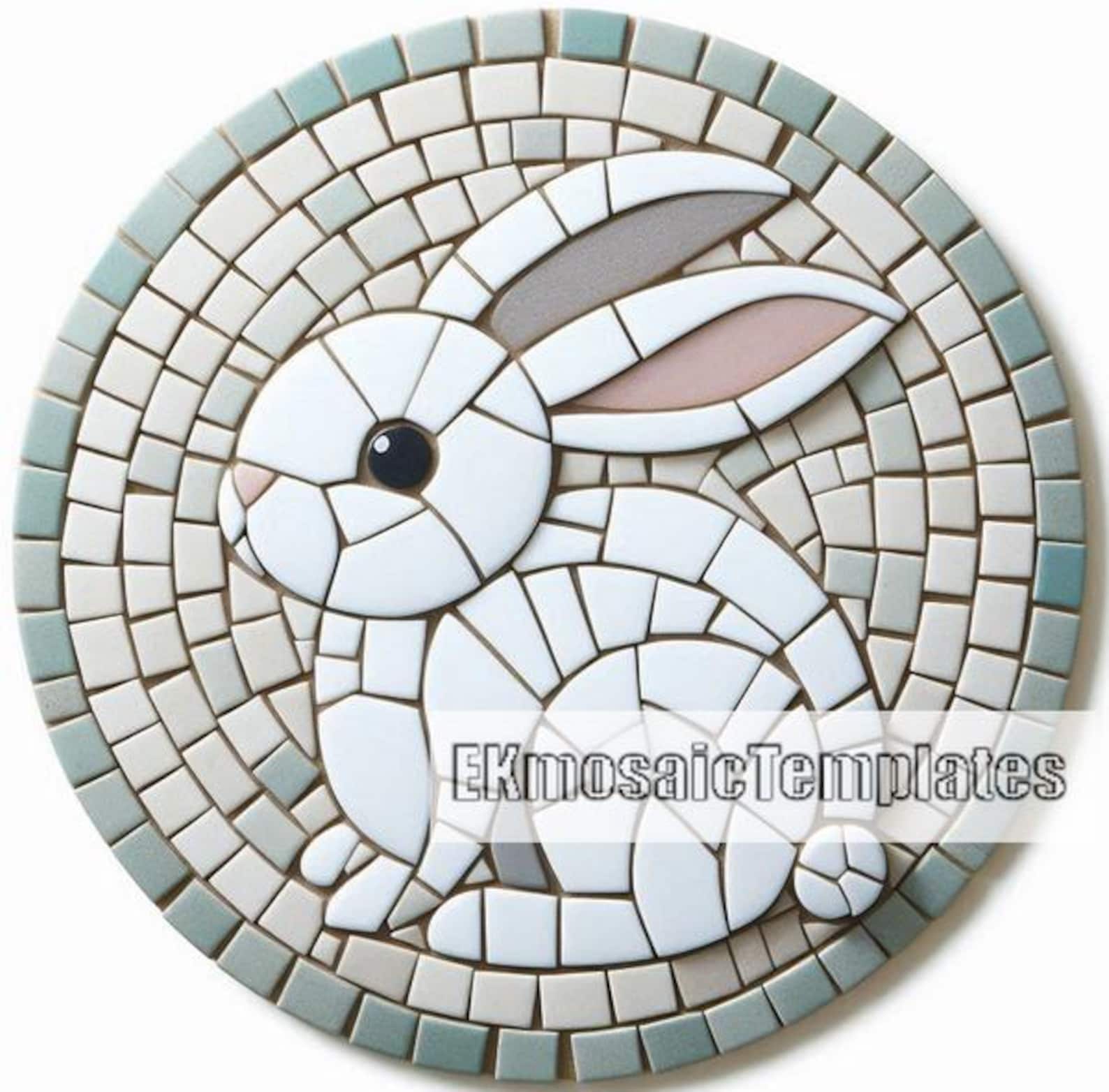 Bunny Mosaic Templates: 7 Round Rabbit Patterns (PDF Digital Download ...